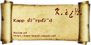 Kapp Árpád névjegykártya